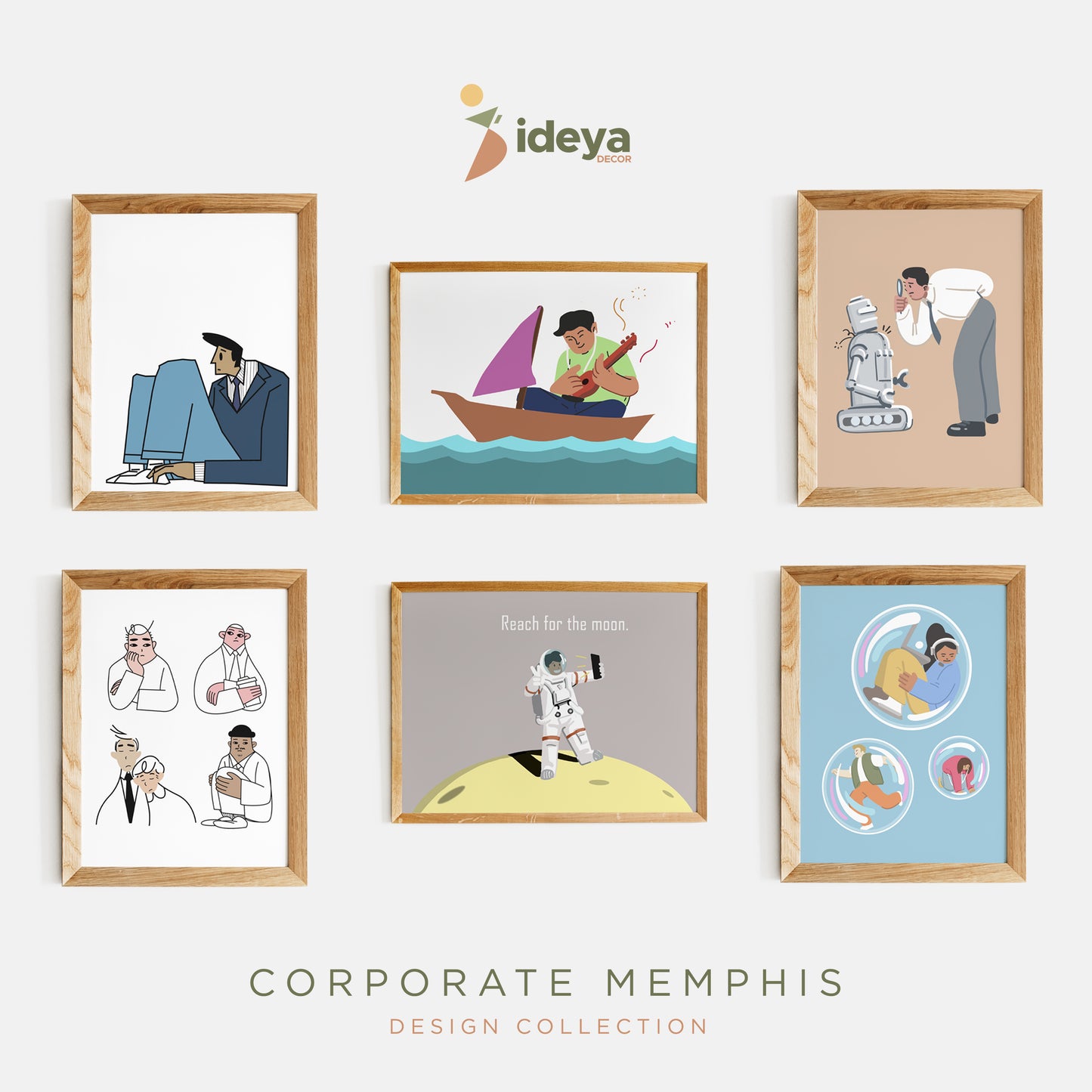 Bundle - Corporate Memphis Decoration | Digital Wall Art | Witty Poster